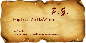 Pupics Zoltána névjegykártya